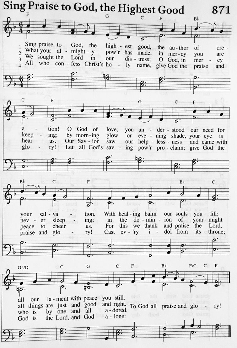 Hymn 871 - Sing Praise to God, the Highest Good